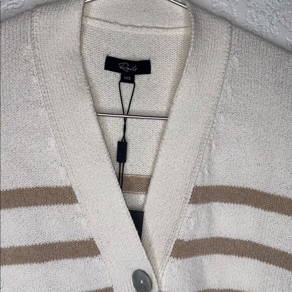 NWT Rails Geneva Striped Cotton-Blend Cardigan Sand Stripe XXS OVERSIZED - Picture 4 of 14